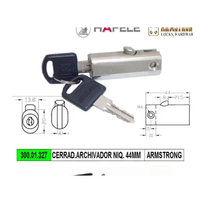 Cerradura cilindrica para gavetas y cajones de escritorio - SKU 300.01.327