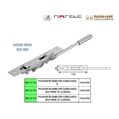 Picaporte embutir acero inox - SKU 500.12.174