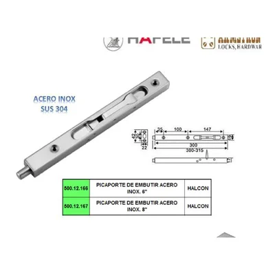 Picaporte de embutir acero - SKU 600.12.166