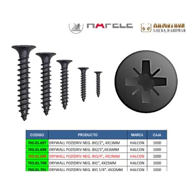 Drywall pozidriv neg, 8x1/2" , 4xi3mm - SKU 700.01.697