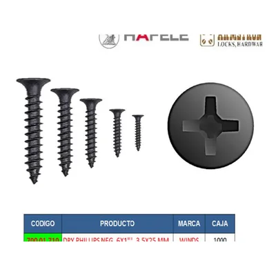 Tornillo drywall autorroscante cabeza trompeta fosfatado - SKU 700.01.760