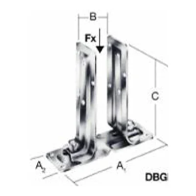 Base pie de pilar ajustable bipartito en u para atornillar en suelo acero galvanizado (ancho 0-90mm y 60-140mm) - SKU 500.02.706-REG