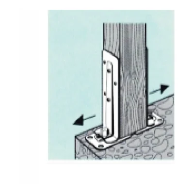 Base pie de pilar ajustable bipartito en u para atornillar en suelo acero galvanizado (ancho 0-90mm y 60-140mm) - Vista técnica secundaria