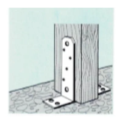 Base pie de pilar en u para atornillar en suelo de hormigón acero galvanizado esp. 5.0mm (ancho 71mm y 91mm) - Vista técnica secundaria