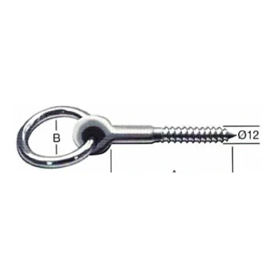 Cáncamo de amarre con argolla móvil y rosca para madera ø12x98mm en acero zincado - SKU 500.12.220