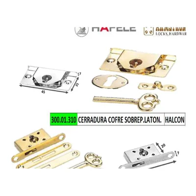 Cerradura cofre sobrep.laton,  halcon - SKU 300.01.310