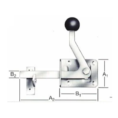 Cerrojo pasador de palanca vertical con pomo esférico en acero bicromatado (hebelriegel) - SKU 500.12.271