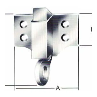 Cerrojo de resorte con anilla tirador en acero bicromatado (ringriegel) - Modelo 4 taladros 60x45mm