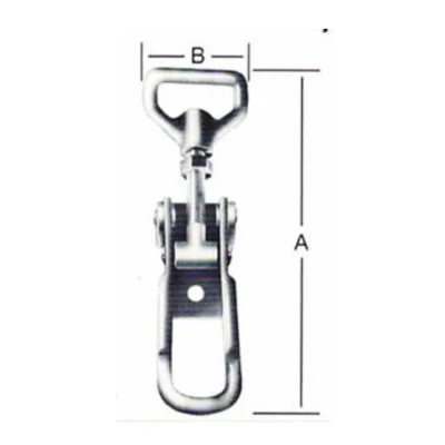 Cierre tensor de palanca ajustable con gancho roscado para cajas y baúles en acero 130x46mm - Esquema de cotas acotado