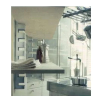 Columna cremallera mural para repisas graduables con kit de fijación 500mm acero - Aplicación en ambiente de cocina contemporánea