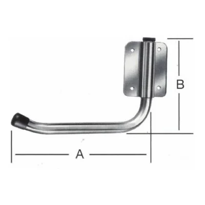 Gancho mural tubular giratorio oscilante en acero zincado ø20mm - Esquema de cotas acotado (Versión 270 mm)