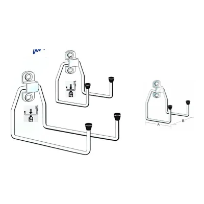 Gancho soporte doble basculante de encaje rápido en acero inoxidable sus 304 120x55mm para herramientas - Esquema de cotas acotado y capacidad de carga