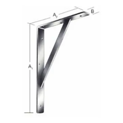 Ménsula soporte de carga pesada con tirante diagonal en acero esp. 5.0mm (200x150mm a 500x360mm) - Esquema de cotas acotado