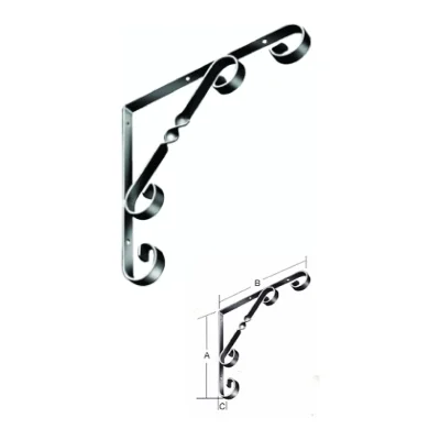 Ménsula soporte decorativa en hierro forjado fundido colonial negro 205x205mm esp. 14mm - SKU 500.07.424