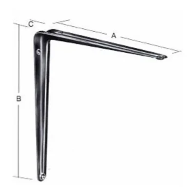 Ménsula soporte para repisa en acero estampado reforzado (100x125mm blanco y 150x200mm negro) - Esquema de cotas acotado