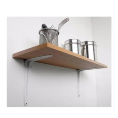 Ménsula soporte para repisa en acero estampado reforzado (100x125mm blanco y 150x200mm negro) - Repisa flotante instalada en pared
