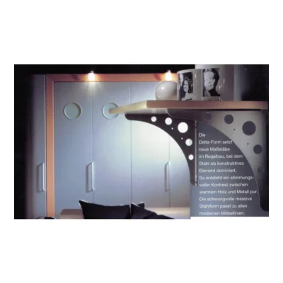 Ménsula soporte de diseño curvo delta-form con perforaciones en acero blanco 200x200mm - Ambiente decorativo con repisa suspendida Delta-Form
