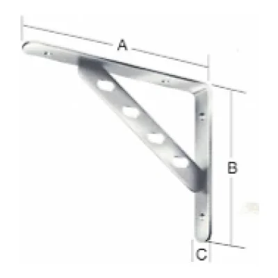 Ménsula soporte para repisa de diseño con perforaciones ovaladas en acero 250x200mm - SKU 500.07.425