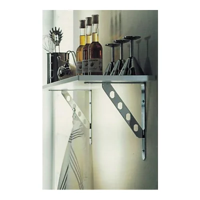 Ménsula soporte para repisa de diseño con perforaciones ovaladas en acero 250x200mm - Vista técnica secundaria