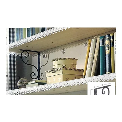 Ménsula soporte rústica decorativa de hierro forjado con volutas 200x150mm - Aplicación decorativa rústica con repisas de madera y libros