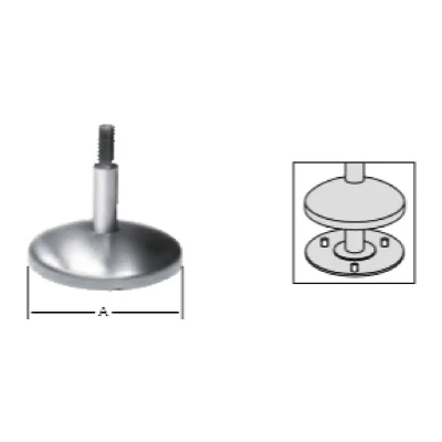Pata niveladora articulada con base de fijación a suelo en acero inoxidable sus 304 ø 75mm - SKU 500.05.820