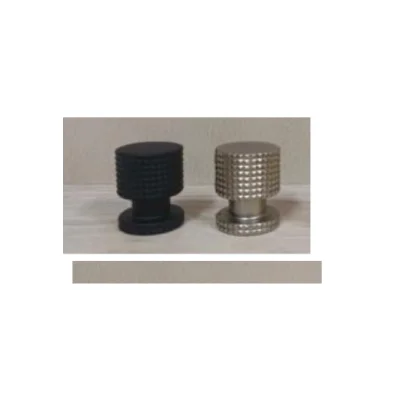 Perilla cilíndrica moleteada con base (negro / níquel / oro cep. 18mm-23mm) - SKU 900.03.245