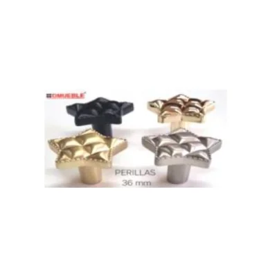 Perilla estrella capitoné 36mm (negro mate / niq.cepillado mate / oro / oro cepillado) - SKU 900.03.268