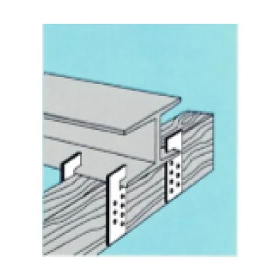 Placa conectora estructural con muesca para viga acero zincado 50x180mm esp. 3.0mm - Aplicación en viga de acero y madera