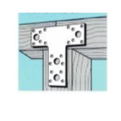 Placa conectora estructural en t multiperforada acero zincado para madera (80x106mm y 160x143mm) - Vista técnica secundaria