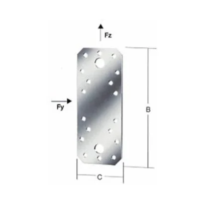 Placa conectora estructural plana perforada acero zincado 96x35mm esp. 2.5mm - SKU 500.02.477