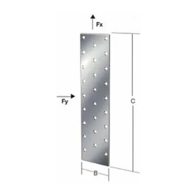 Placa conectora estructural plana perforada acero zincado esp. 2.0mm (40x120mm a 100x300mm) - SKU 500.02.465