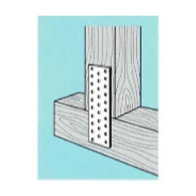 Placa conectora estructural plana perforada acero zincado esp. 2.0mm (40x120mm a 100x300mm) - Vista técnica secundaria