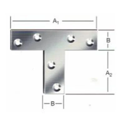 Placa de unión en t acero zincado para madera (70x36mm a 140x80mm) - SKU 500.02.520