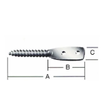 Pletina recta de fijación con espiga roscada para madera 85mm (pala 45x15mm) acero bicromatizado - SKU 500.02.602