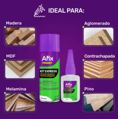 Afix pegadit kit mdf express act 200ml + adh 50gr - Vista técnica secundaria
