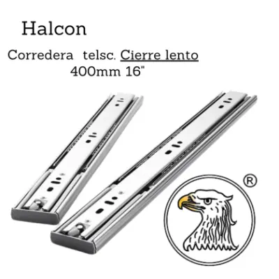 Corredera Telsc. Cierre Lento 1.0*1.2mm 400mm 16" - Halcon (Imagen 1) | Import Hns San Luis