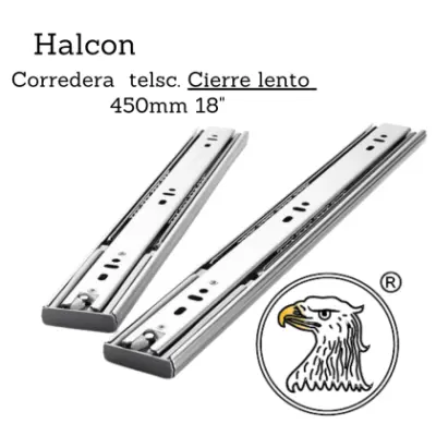 Corredera Telsc. Cierre Lento 1.0*1.2mm 450mm 18" - Halcon (Imagen 1) | Import Hns San Luis