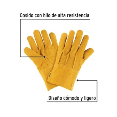 Guantes de carnaza cortos unitalla - Vista técnica secundaria