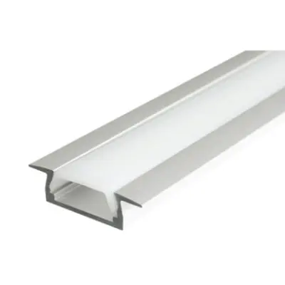 Perfil de aluminio difusor empotrable o embutido para cinta led 2mt. - Vista técnica secundaria