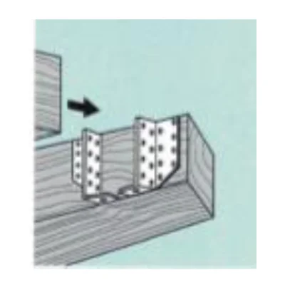 Soporte estribo conector bipartito para viga acero zincado alto 180mm ala 24mm esp. 2.0mm (par izq/der) - Vista técnica secundaria