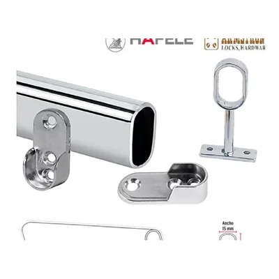 Soporte tubo lateral crom.30x15mm - SKU 500.13.700