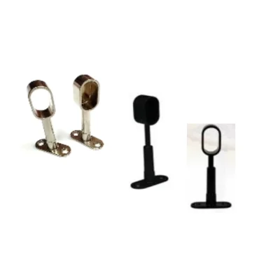 Soporte tubo ovalado 15*30mm (central / lateral — niquel y negro) - SKU 500.02.001