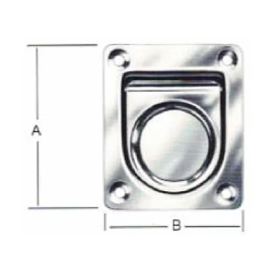 Tirador embutido con anillo abatible sus 304 65x55mm esp. 1.0mm - SKU 900.01.801
