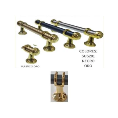 Tirador sus201 con base pl.oro ø12 (inox / negro / oro - 96mm a 192mm) - SKU 900.05.3100