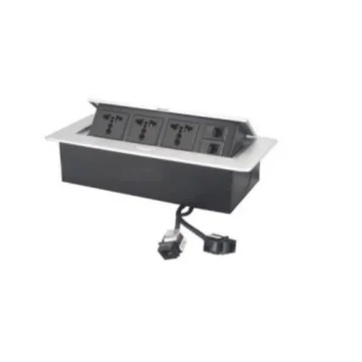 Toma 3univ.2red(cat6) 265*118*68mm con cable 30cm (plata / negro) - SKU 600.02.206