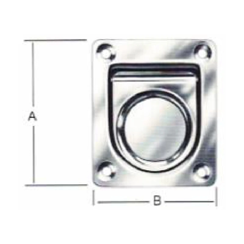 Tirador embutido con anillo abatible sus 304 65x55mm esp. 1.0mm - Código SKU 900.01.801