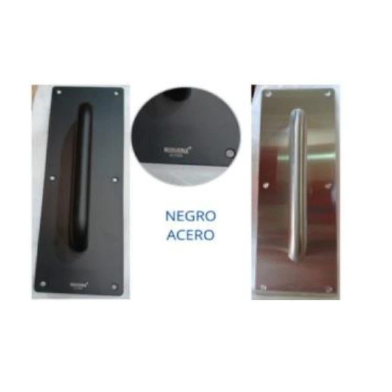 Tirad.plac.sus304 100*300*1.5 ø19*200mm (negro / acero) - Código SKU 900.01.980