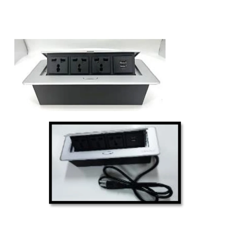 Toma mesa 3univ.2usb 265*118*68mm (plata y negro - con/sin cable 1.5m) - Código SKU 600.02.200