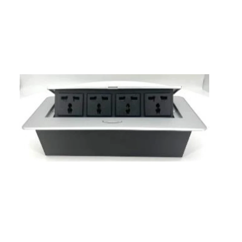 Toma mesa 4univ. 265*118*68mm (plata / negro) - Código SKU 600.02.202