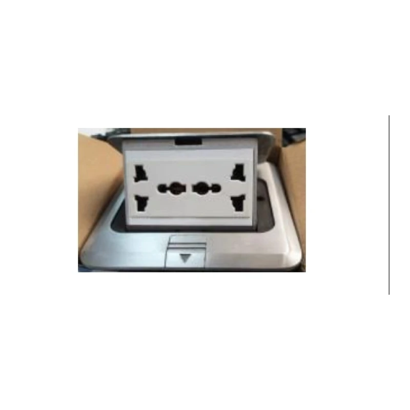 Toma mesa 2univ. 120*120mm (blan/plata / blan/neg.) - Código SKU 600.02.214
